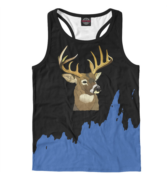 Мужская майка-борцовка с изображением Deer Head цвета Белый