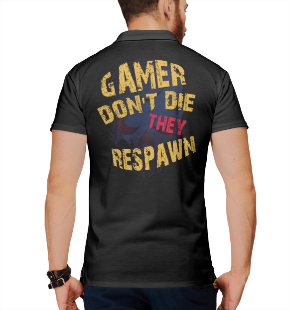 Мужское поло с изображением Геймер возрождается цвета Белый