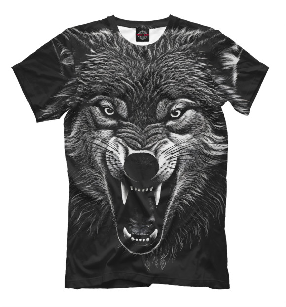 Мужская футболка с изображением Озлобленный волк цвета Белый