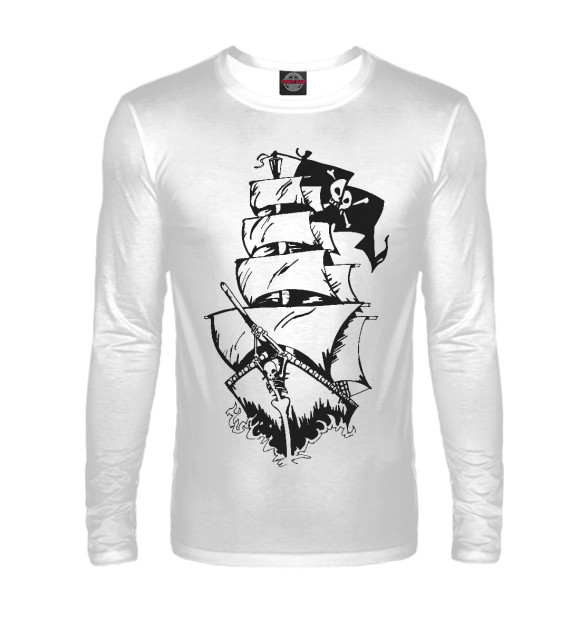 Мужской лонгслив с изображением Морской пират цвета Белый