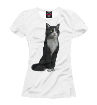 Женская футболка Кот с манишкой