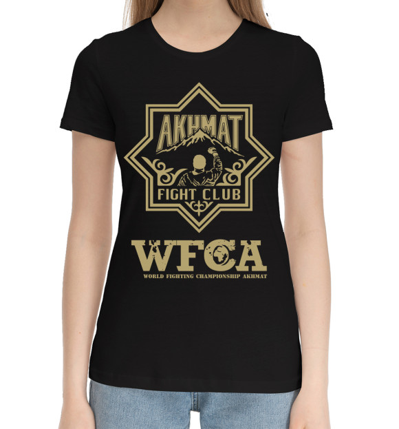 Женская хлопковая футболка с изображением WFCA цвета Черный