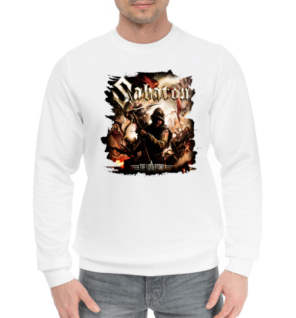 Мужской хлопковый свитшот с изображением Sabaton цвета Белый