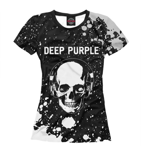 Женская футболка с изображением Deep Purple | Череп цвета Белый