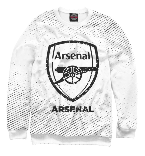 Мужской свитшот с изображением Arsenal гранж светлый цвета Белый