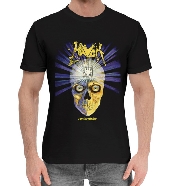 Мужская хлопковая футболка с притом Havok цвета Черный Мужская хлопковая футболка с изображением Havok цвета Черный