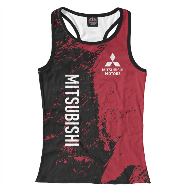 Женская майка-борцовка с изображением Mitsubishi цвета Белый