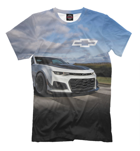 Мужская футболка с изображением Chevrolet Camaro цвета Белый