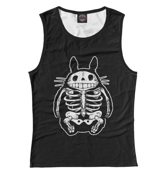 Майка для девочки с притом Totoro Bones цвета Белый Майка для девочки с изображением Totoro Bones цвета Белый