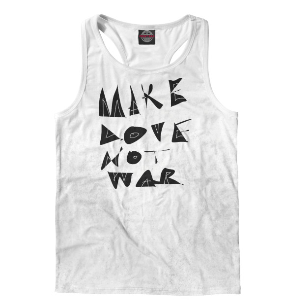 Мужская майка-борцовка с притом Make Love Not War цвета Белый Мужская майка-борцовка с изображением Make Love Not War цвета Белый