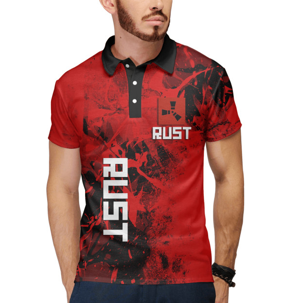 Мужское поло с изображением RUST GAME цвета Белый