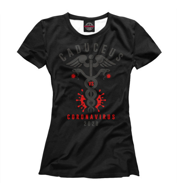Женская футболка с изображением Coronavirus цвета Белый