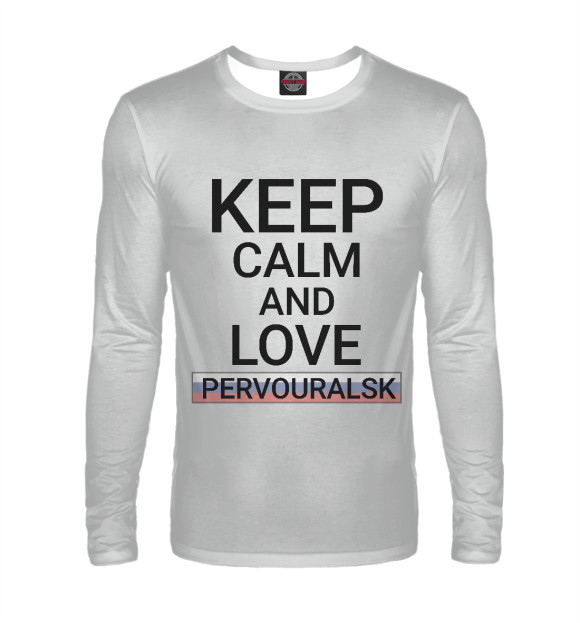 Мужской лонгслив с изображением Keep calm Pervouralsk цвета Белый