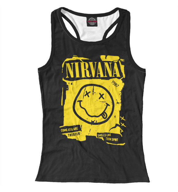 Женская майка-борцовка с изображением Нирвана (Nirvana) цвета Белый