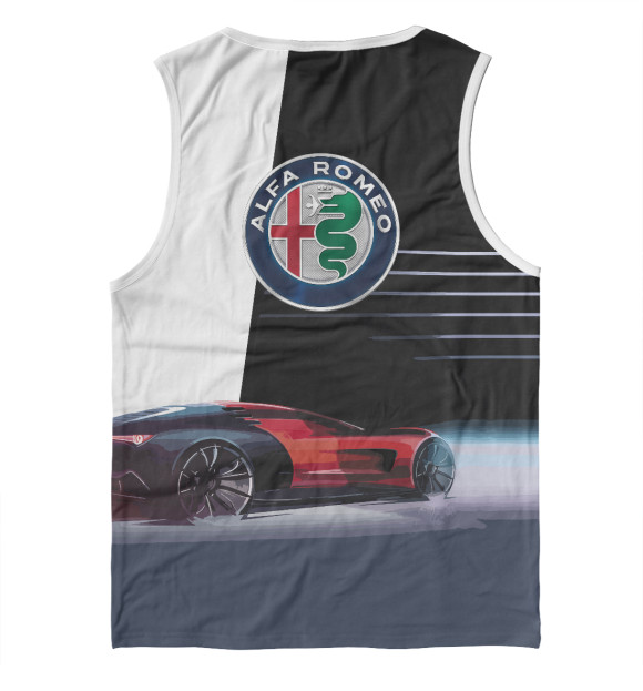 Мужская майка с изображением Alfa Romeo sketch цвета Белый