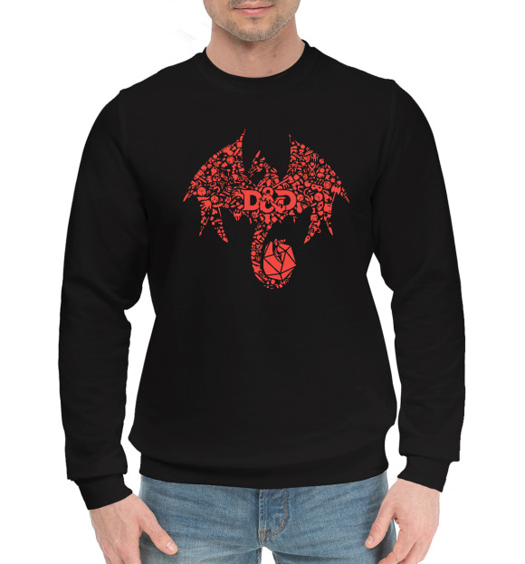 Мужской хлопковый свитшот с изображением Dungeons & Dragons цвета Черный