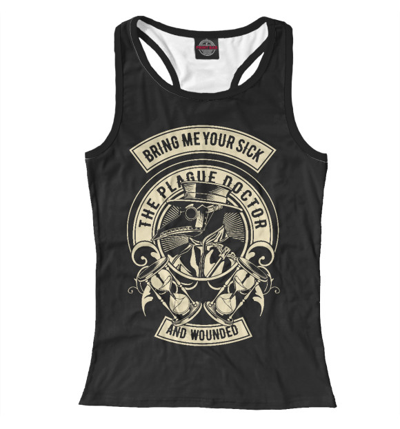 Женская майка-борцовка с изображением The plague doctor цвета Белый