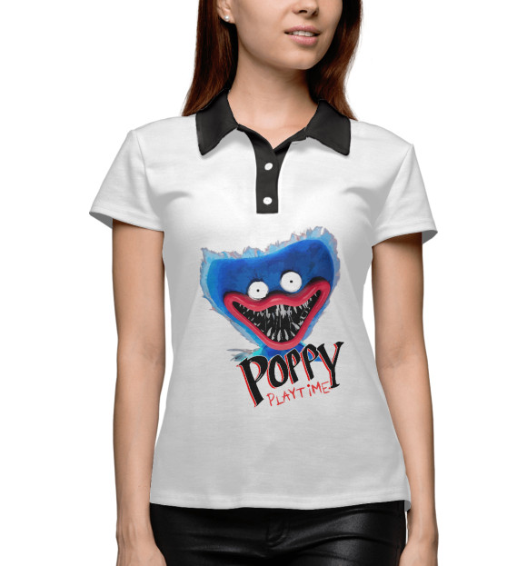 Женское поло с изображением Poppy Playtime цвета Белый