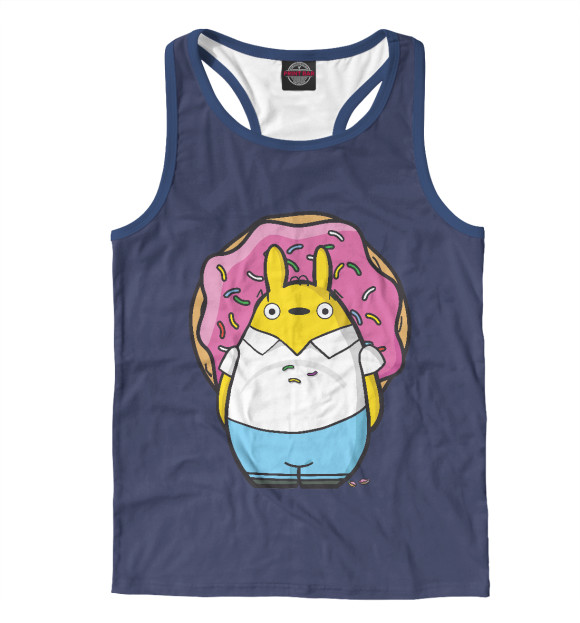 Мужская майка-борцовка с изображением Totoro Donut цвета Белый