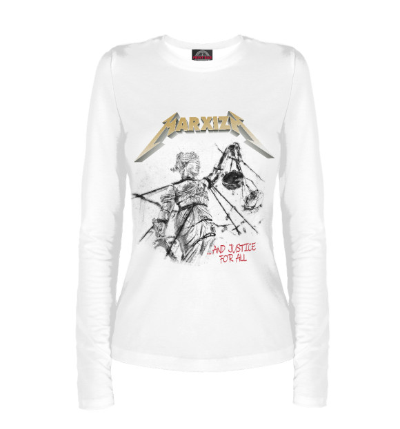 Женский лонгслив с изображением Марксизм и правосудие цвета Белый