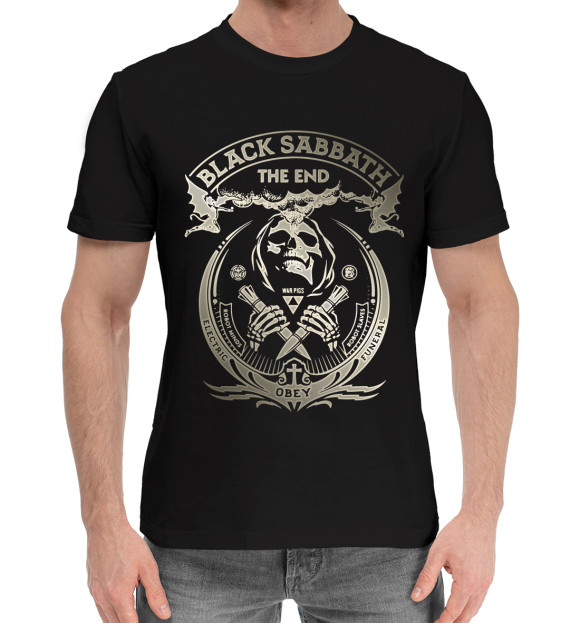 Мужская хлопковая футболка с изображением Black Sabbath цвета Черный