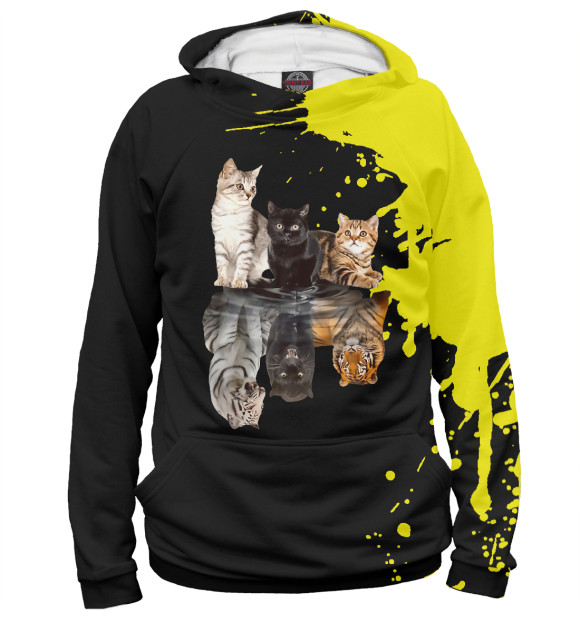 Женское худи с изображением Cats Reflection Mirror Chee цвета Белый