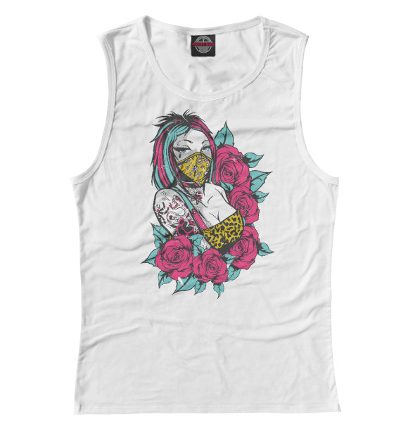 Майка для девочки с притом Девушка с татуировками цвета Белый Майка для девочки с изображением Девушка с татуировками цвета Белый