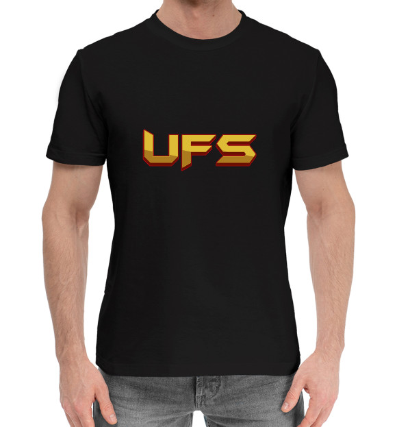 Мужская хлопковая футболка с изображением UFS цвета Черный