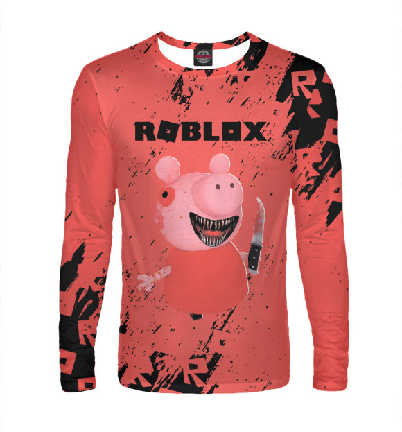 Мужской лонгслив с изображением Роблокс цвета Белый