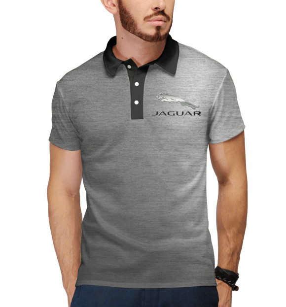 Мужское поло с изображением Jaguar цвета Белый