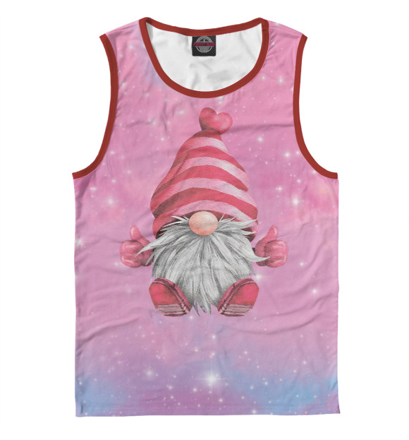 Мужская майка с изображением Усатый гномик цвета Белый