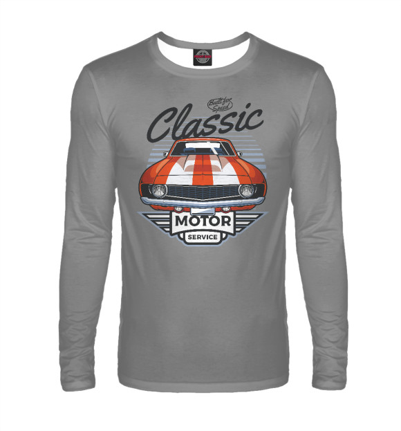 Мужской лонгслив с изображением Classic motor sport цвета Белый