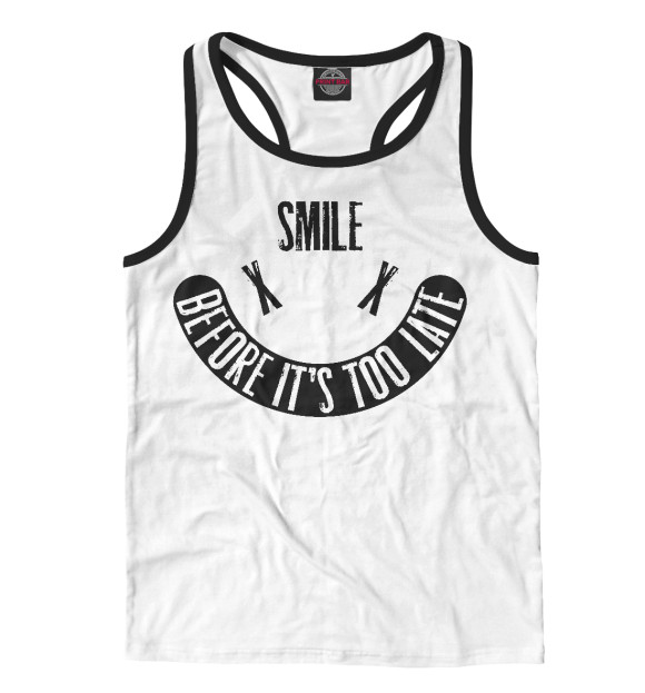 Мужская майка-борцовка с изображением Улыбнись, пока не поздно цвета Белый