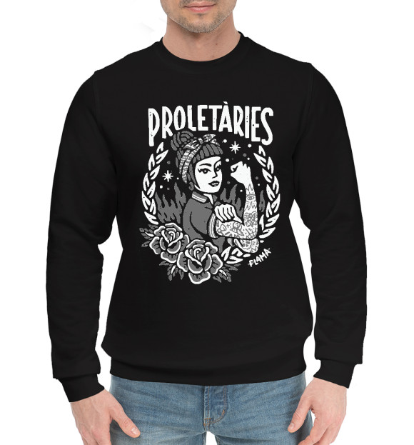 Мужской хлопковый свитшот с изображением Пролетарии цвета Черный