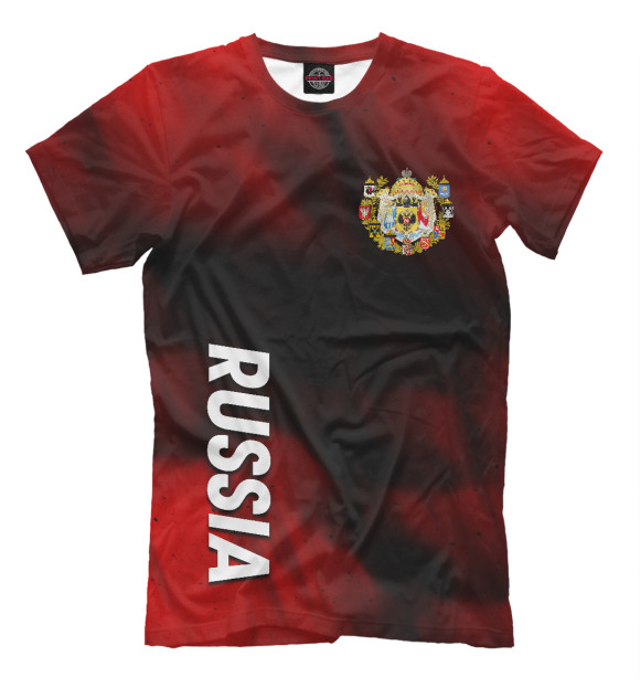 Мужская футболка с изображением Russia | Россия + (grunge) цвета Белый