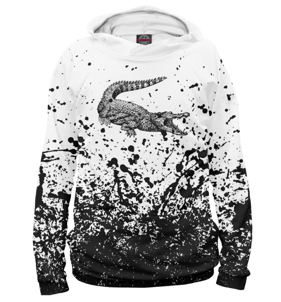 Мужское худи с изображением Crocodile Hand Drawn цвета Белый
