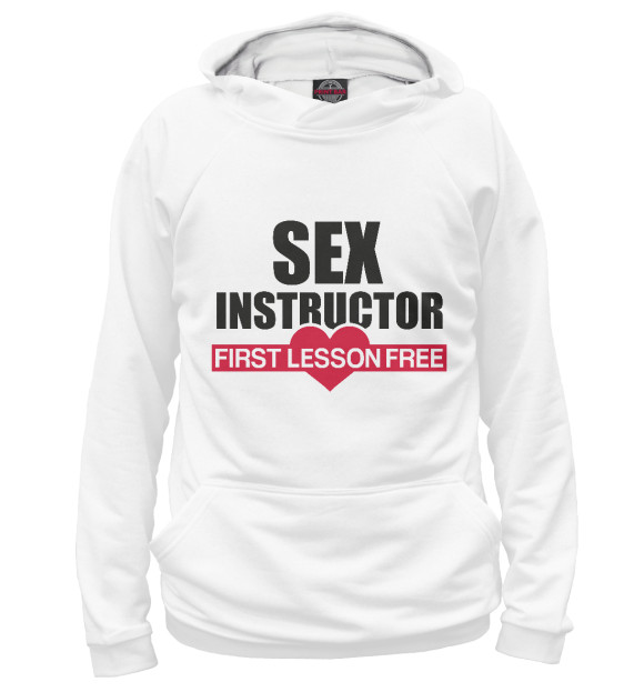 Женское худи с изображением Секс Инструктор цвета Белый