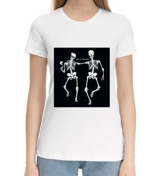 Женская хлопковая футболка Любовь скелетов