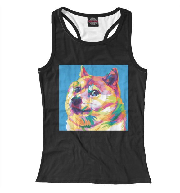 Женская майка-борцовка с изображением Doge Color цвета Белый