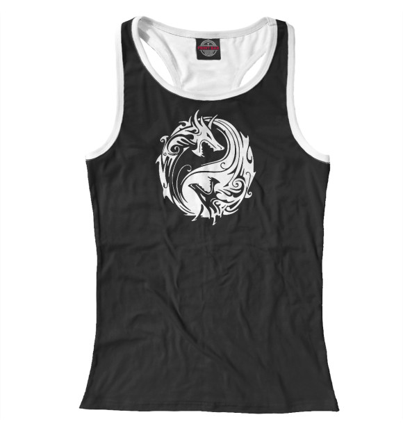 Женская майка-борцовка с изображением Дракон (узоры) цвета Белый