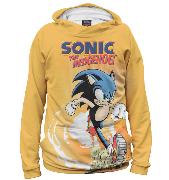 Мужское худи с изображением Sonic the hedgehog цвета Белый