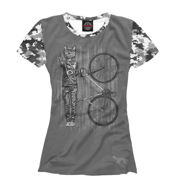 Женская футболка с изображением Cat Punk Rider цвета Белый