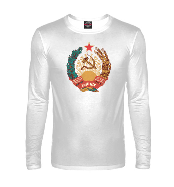 Мужской лонгслив с изображением Эстонская ССР цвета Белый