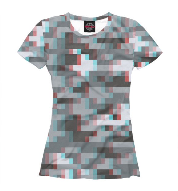 Женская футболка с изображением Пиксельный камуфляж цвета Белый