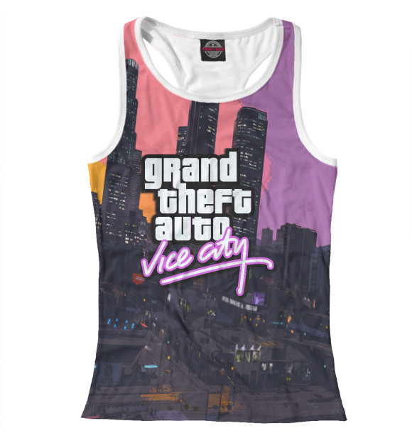 Женская майка-борцовка с изображением GTA:VICE CITY цвета Белый