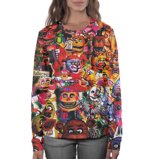 Женский свитшот с изображением fnaf цвета Белый
