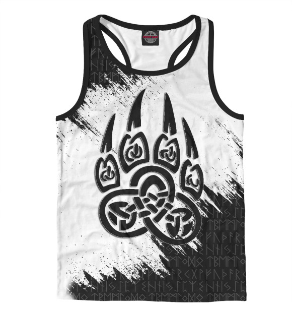 Мужская майка-борцовка с изображением Оберег Печать Велеса цвета Белый