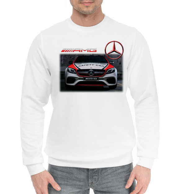 Мужской хлопковый свитшот с изображением E63 AMG цвета Белый