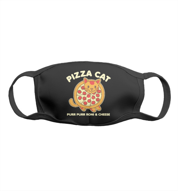 Маска тканевая с изображением Pizza cat цвета Белый