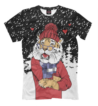 Мужская футболка Тигр с сердечками